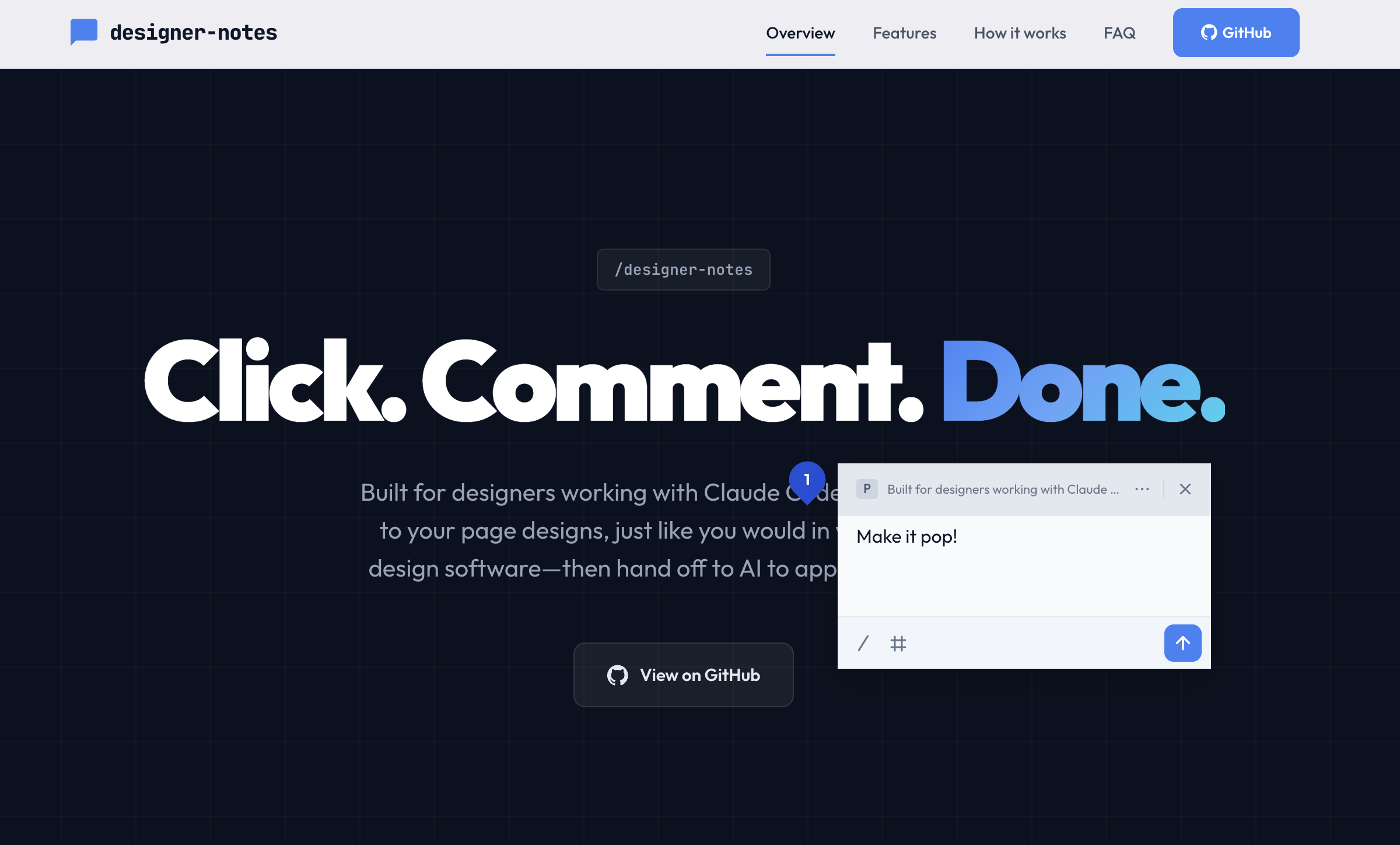 Pinning a comment to a heading element with the designer-notes popover
